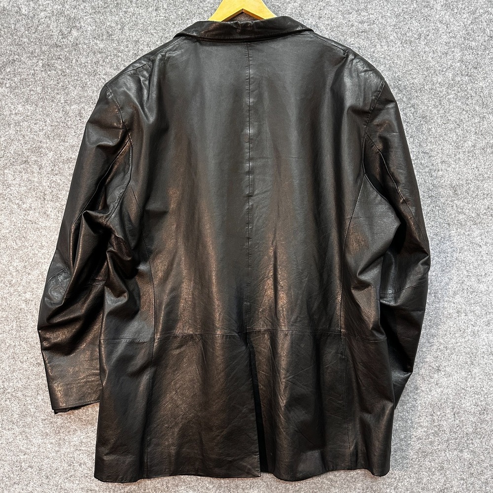 Alfani Leather Jacket Mens Size 48 L Positano Black Sport Coat Blazer Soft - Picture 8 of 12